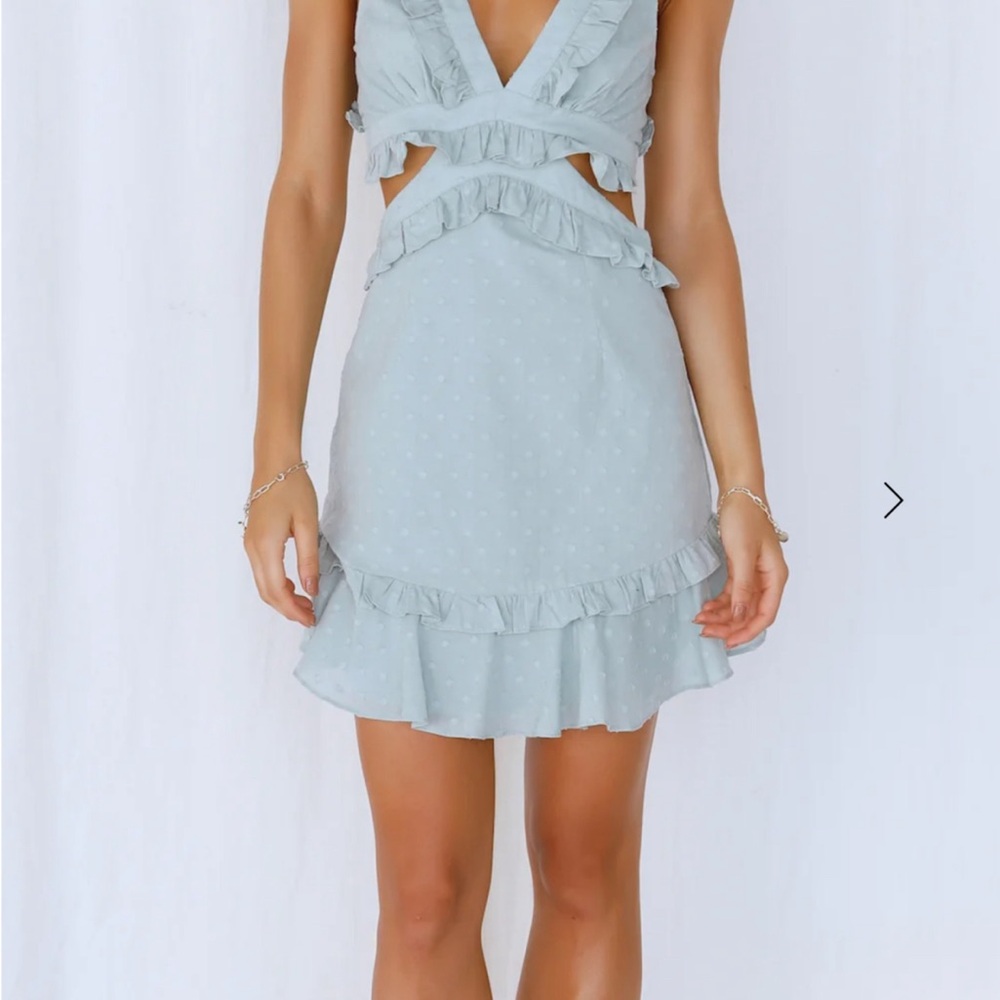 Elegant Light Blue Ruffle Dress